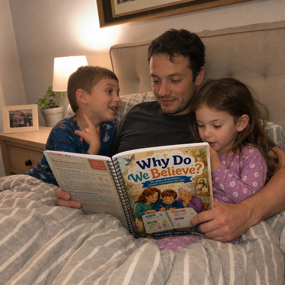 Dad reading to sons
